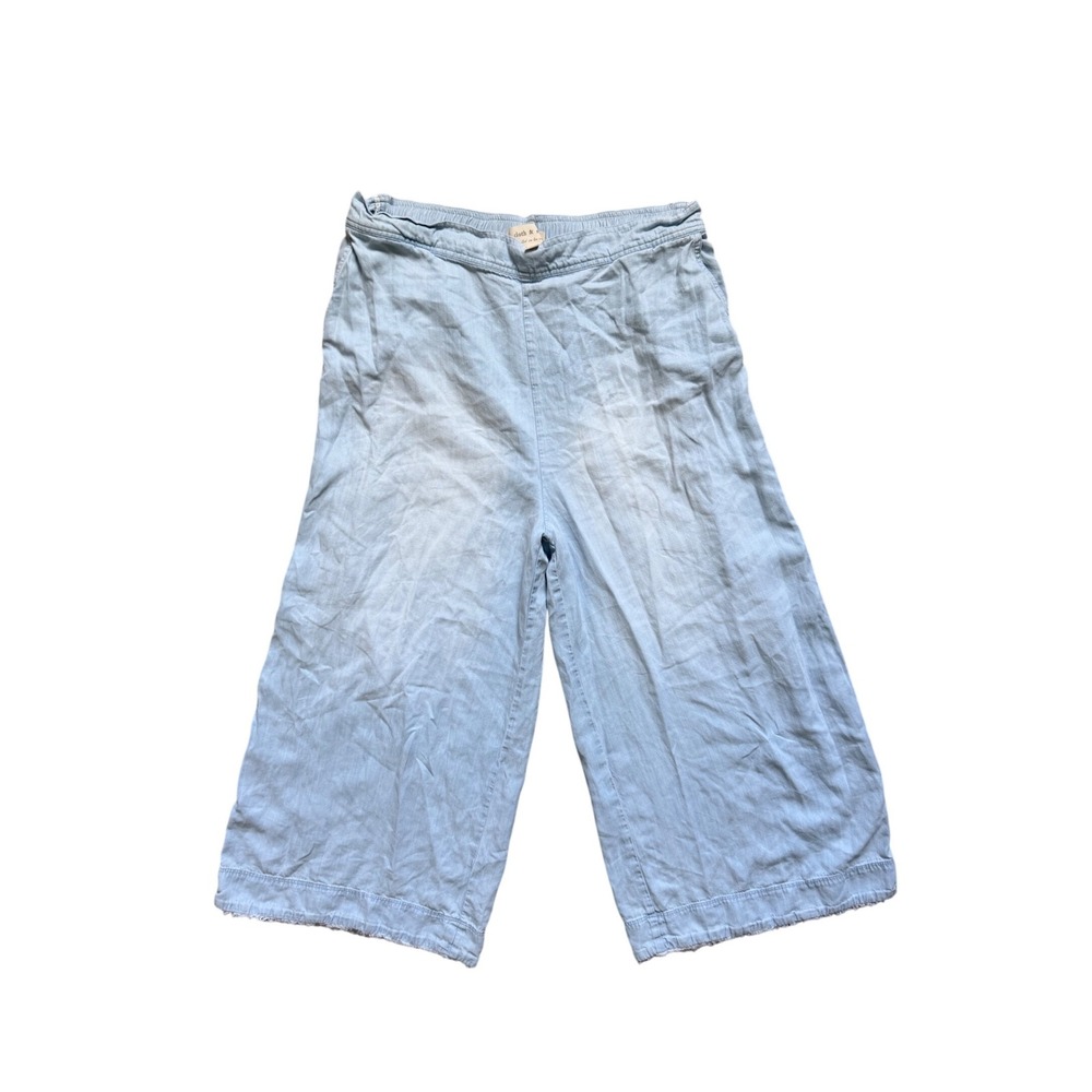Cloth & Stone Wide Leg Pants Womens XL Light Blue Tencel Cropped Raw Hem C7167 - Picture 2 of 5